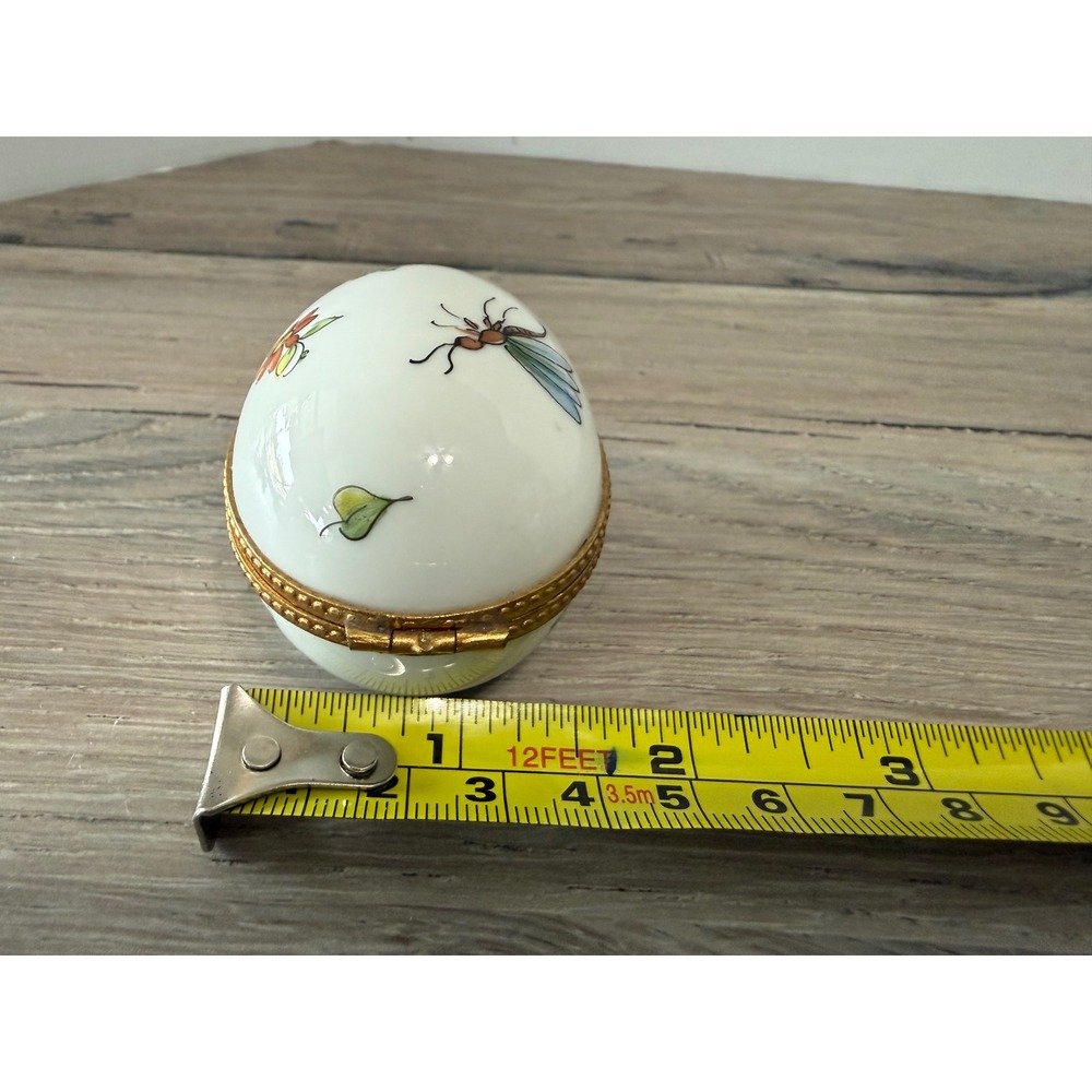 Tiffany & Co Limoges France Hand Painted Porcelain Egg Trinket Floral Dragonfly - Picture 11 of 11